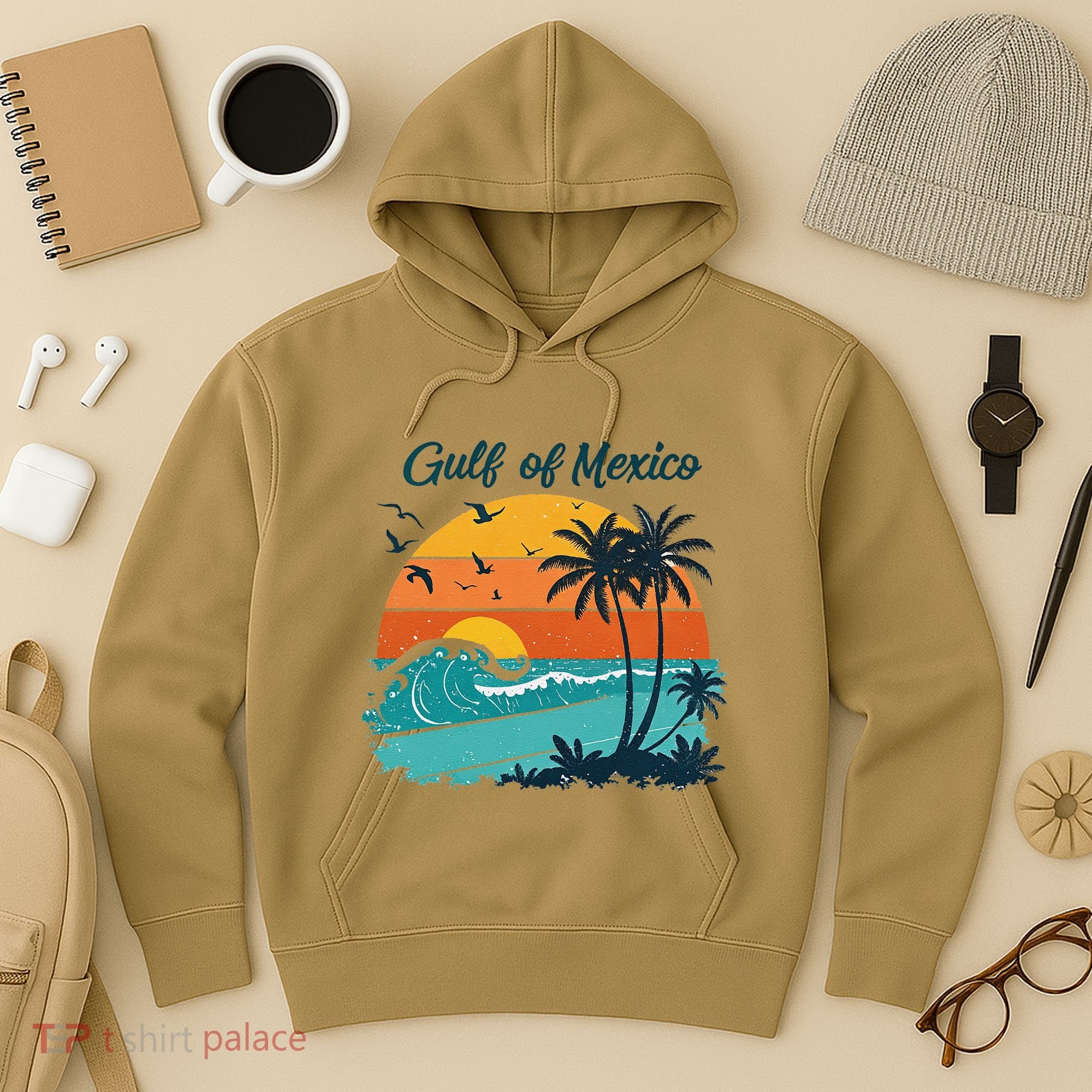 Funny Gulf Of Mexico Beach Palms Summer Vacation Hoodie