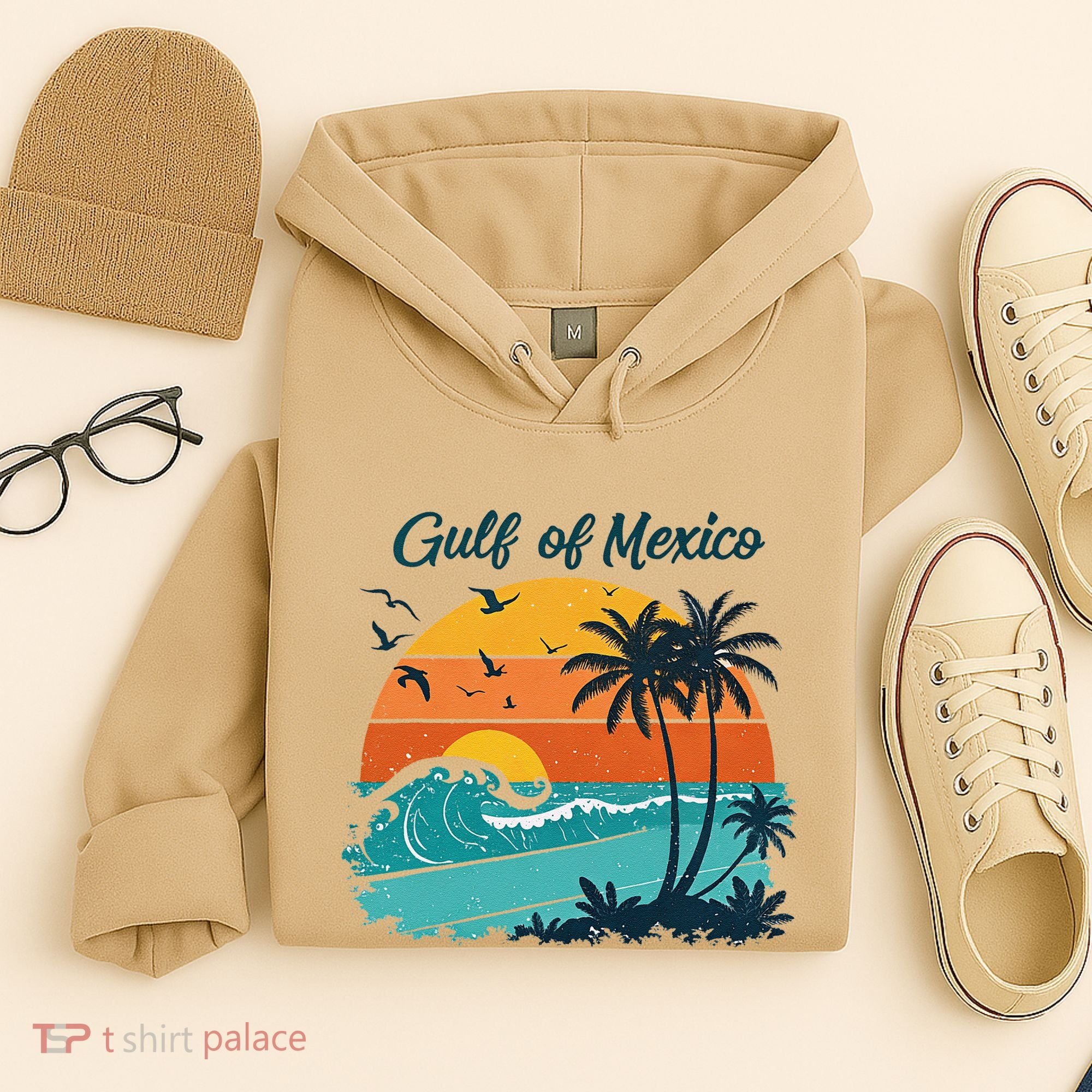 Funny Gulf Of Mexico Beach Palms Summer Vacation Hoodie