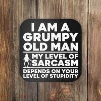 Funny Grumpy Old Man Art For Dad Grandpa Old People Coaster thumb 0