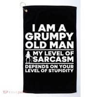 Funny Grumpy Old Man Art For Dad Grandpa Old People Golf Towel thumb 0