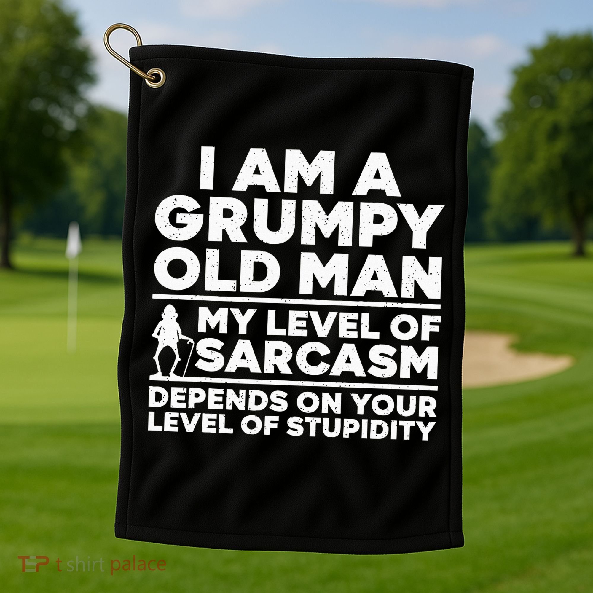 Funny Grumpy Old Man Art For Dad Grandpa Old People Golf Towel