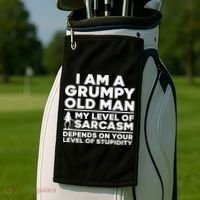 Funny Grumpy Old Man Art For Dad Grandpa Old People Golf Towel thumb 2
