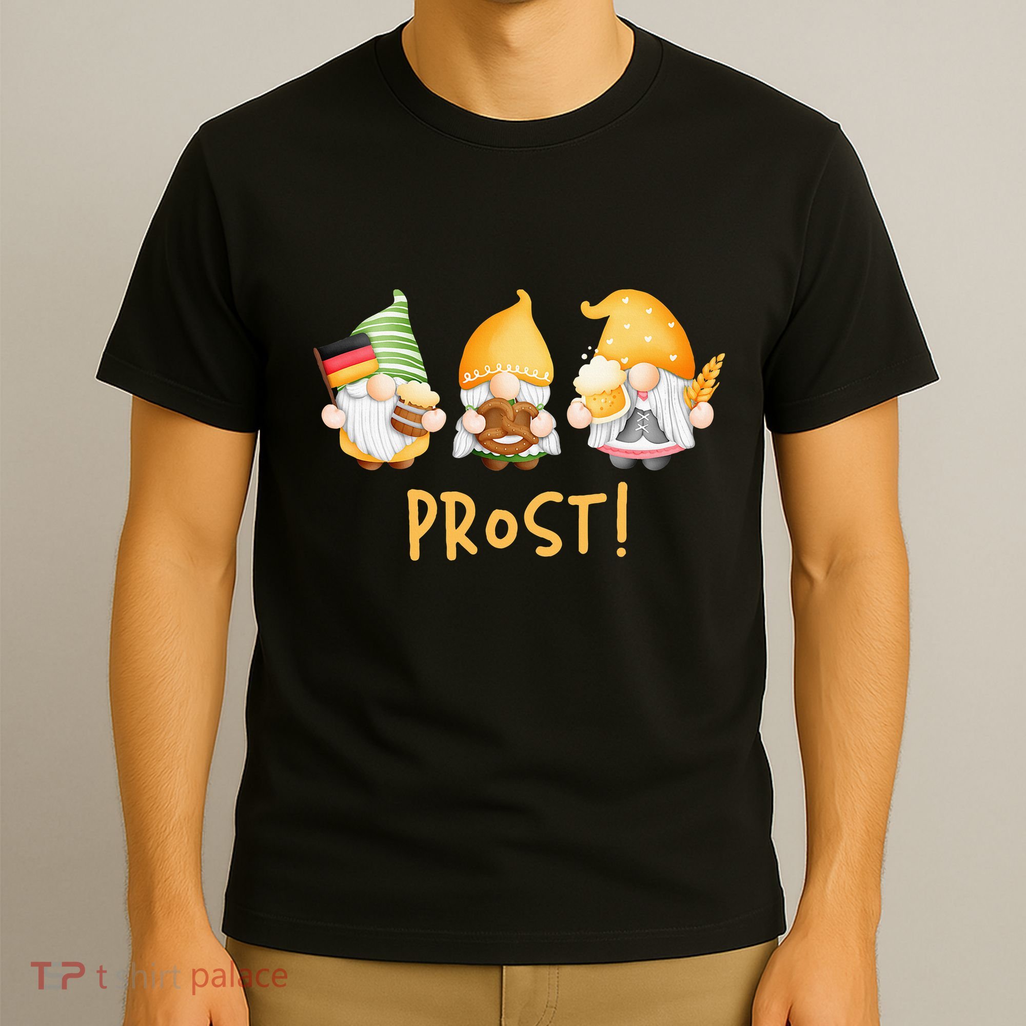 Fun Gnomes Oktoberfest Prost Beer Pretzel German Flag T-Shirt
