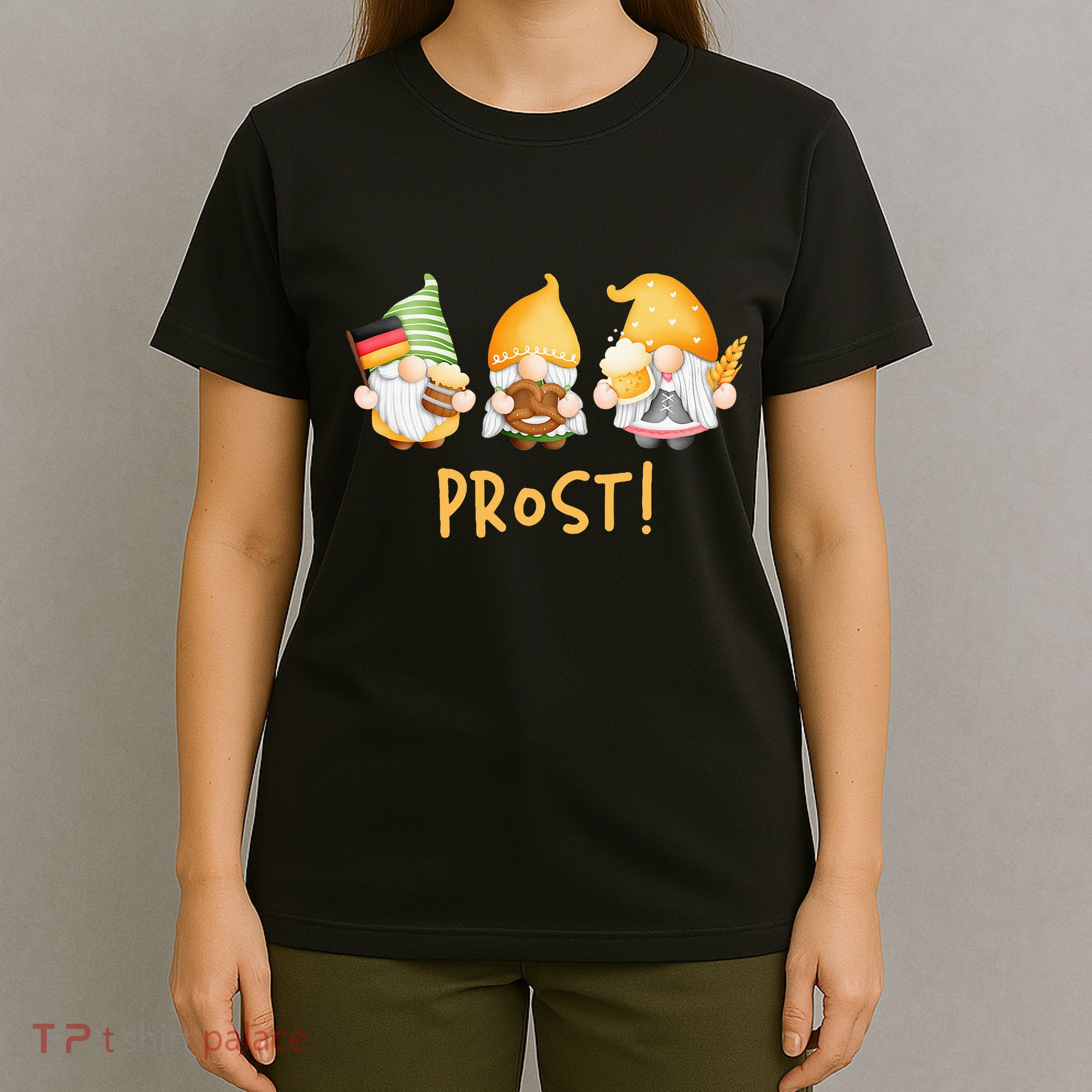 Fun Gnomes Oktoberfest Prost Beer Pretzel German Flag T-Shirt