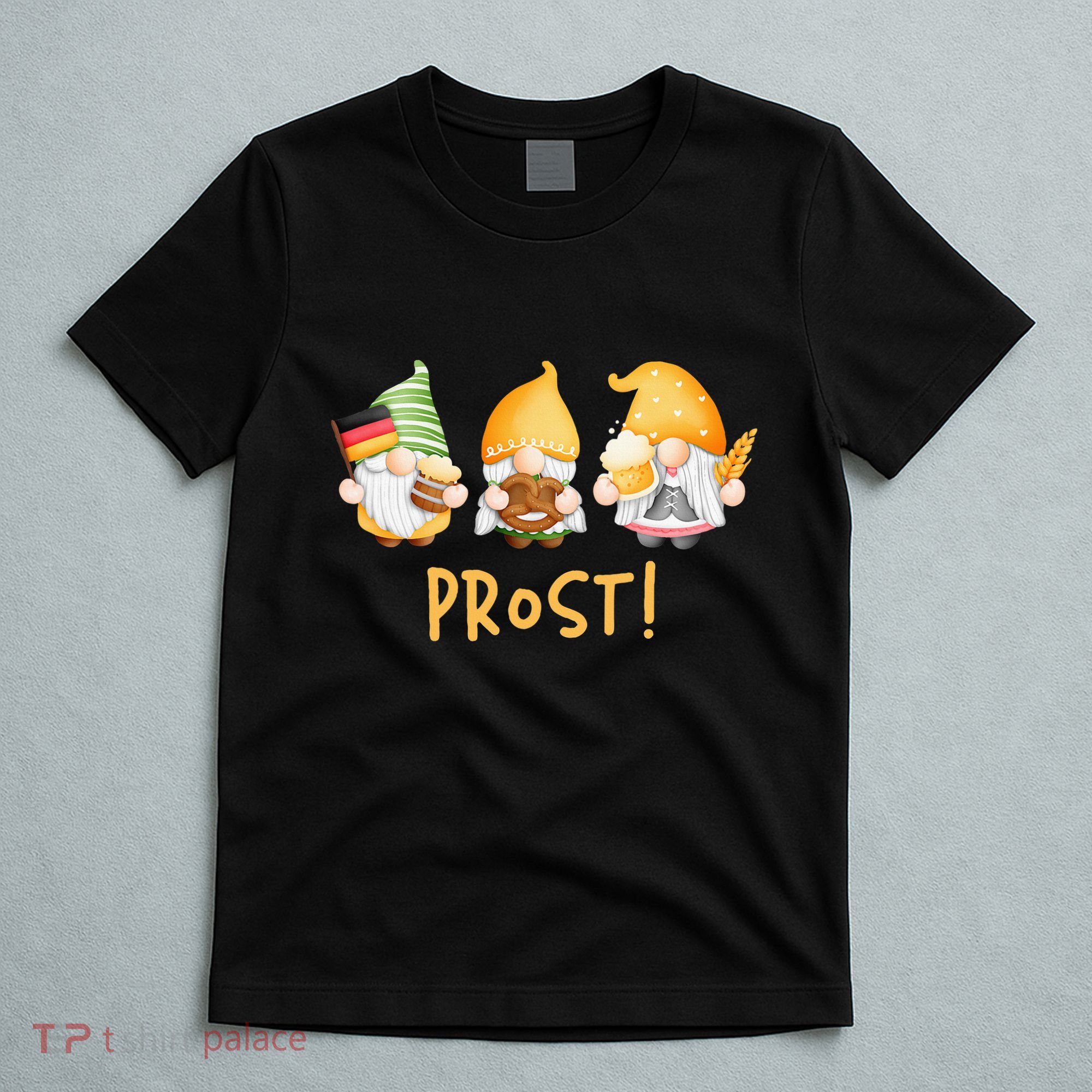 Fun Gnomes Oktoberfest Prost Beer Pretzel German Flag T-Shirt