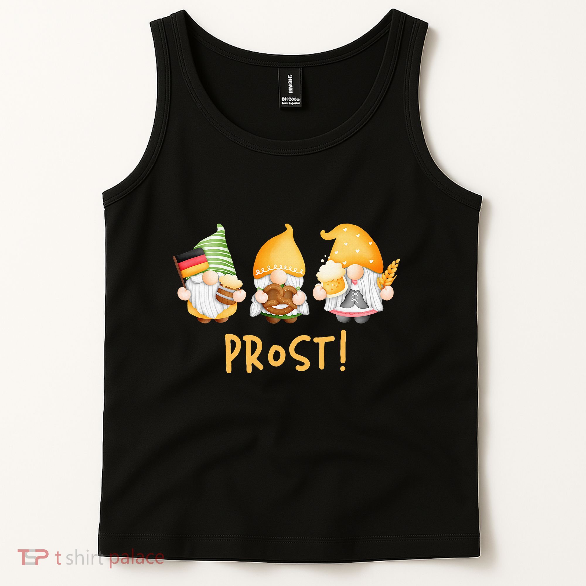 Fun Gnomes Oktoberfest Prost Beer Pretzel German Flag Tank Top