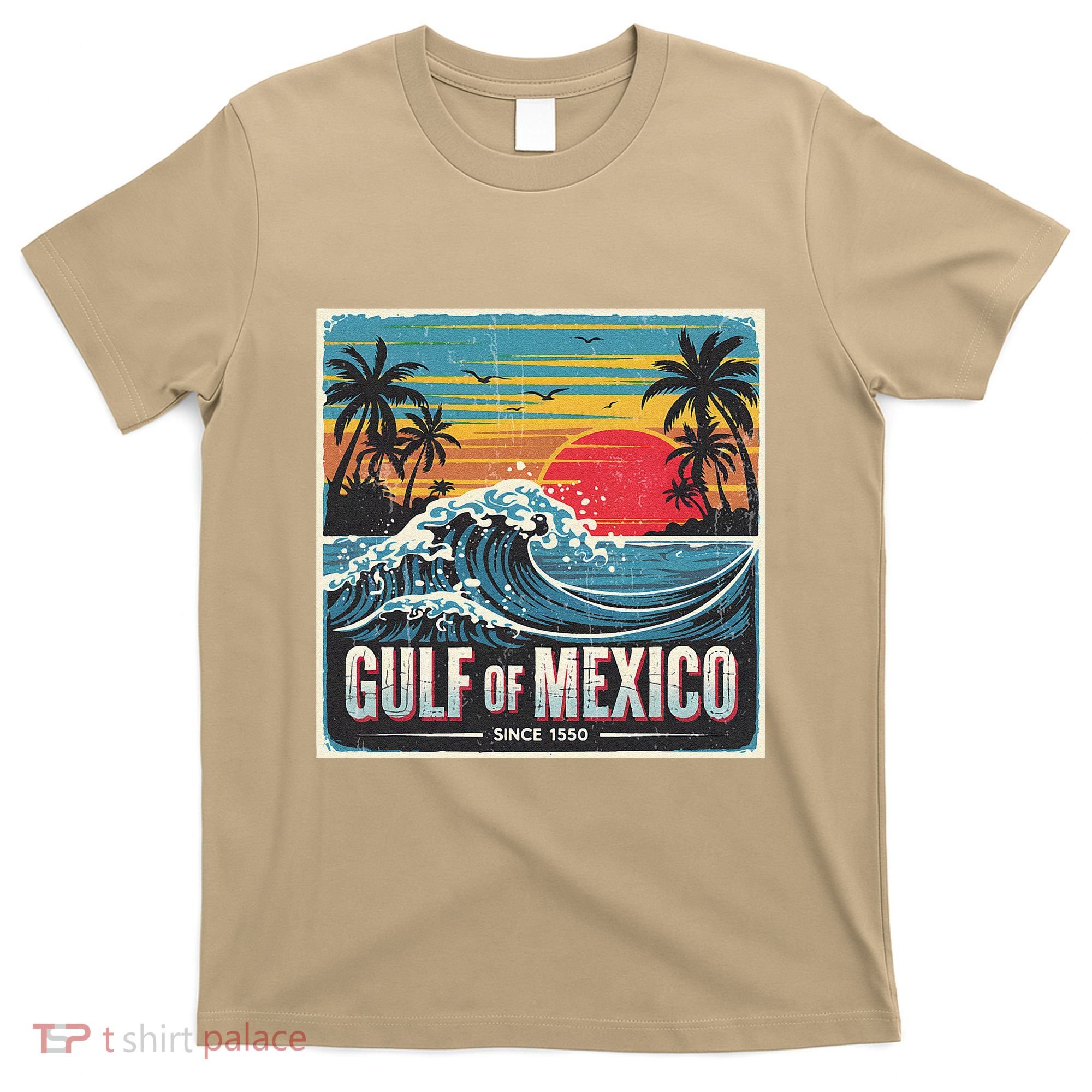Forever Gulf Of Mexico Since 1550 Retro Vintage Beach Sunset T-Shirt