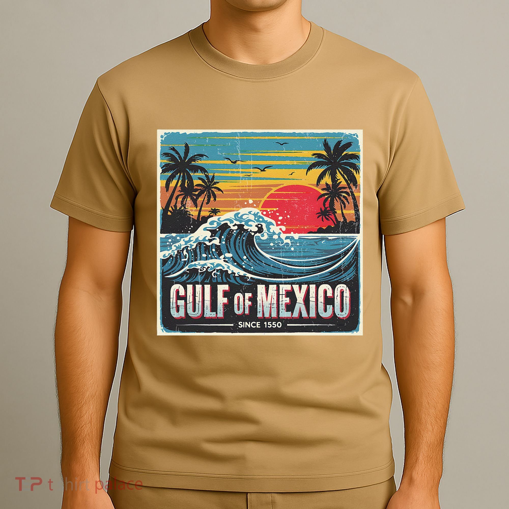 Forever Gulf Of Mexico Since 1550 Retro Vintage Beach Sunset T-Shirt