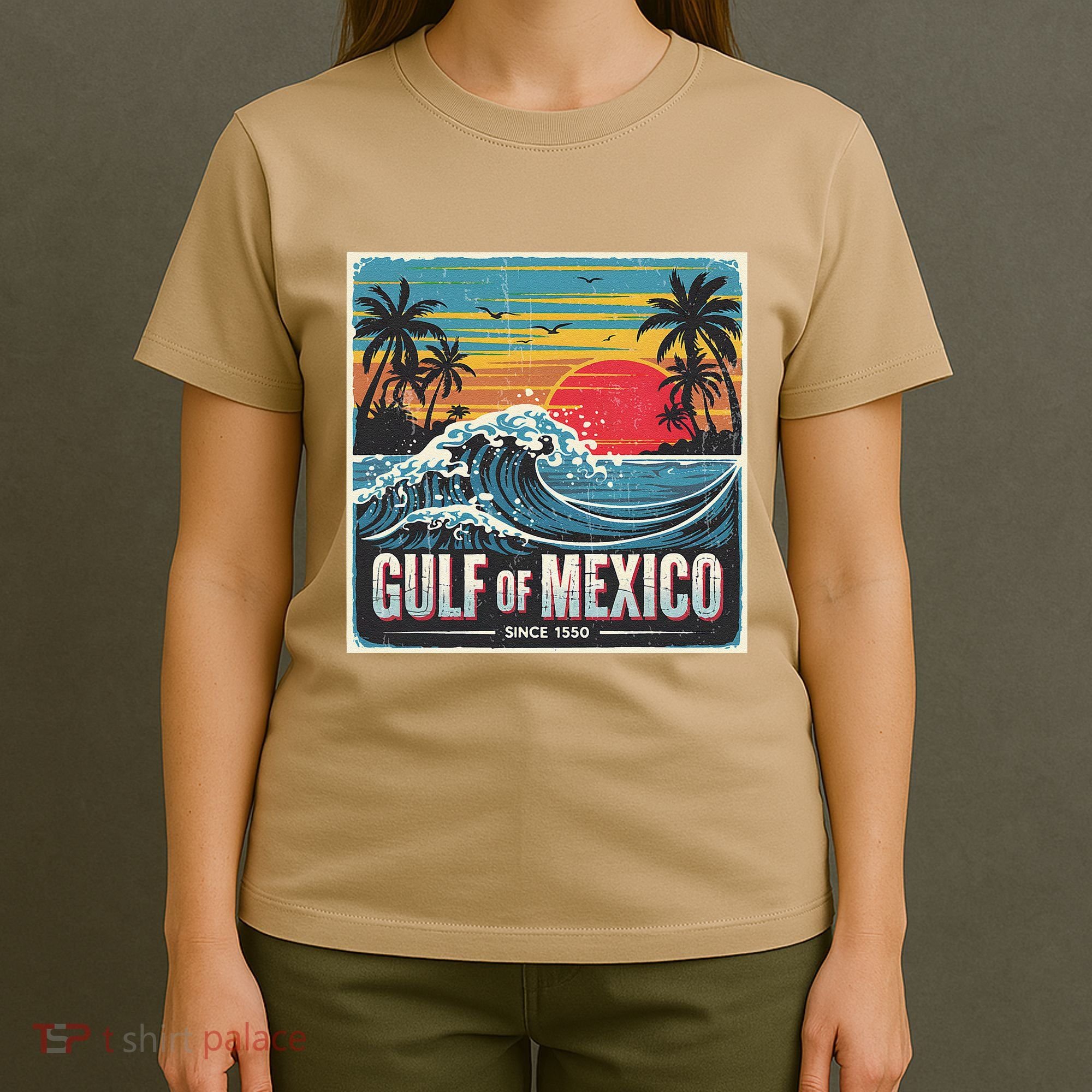 Forever Gulf Of Mexico Since 1550 Retro Vintage Beach Sunset T-Shirt