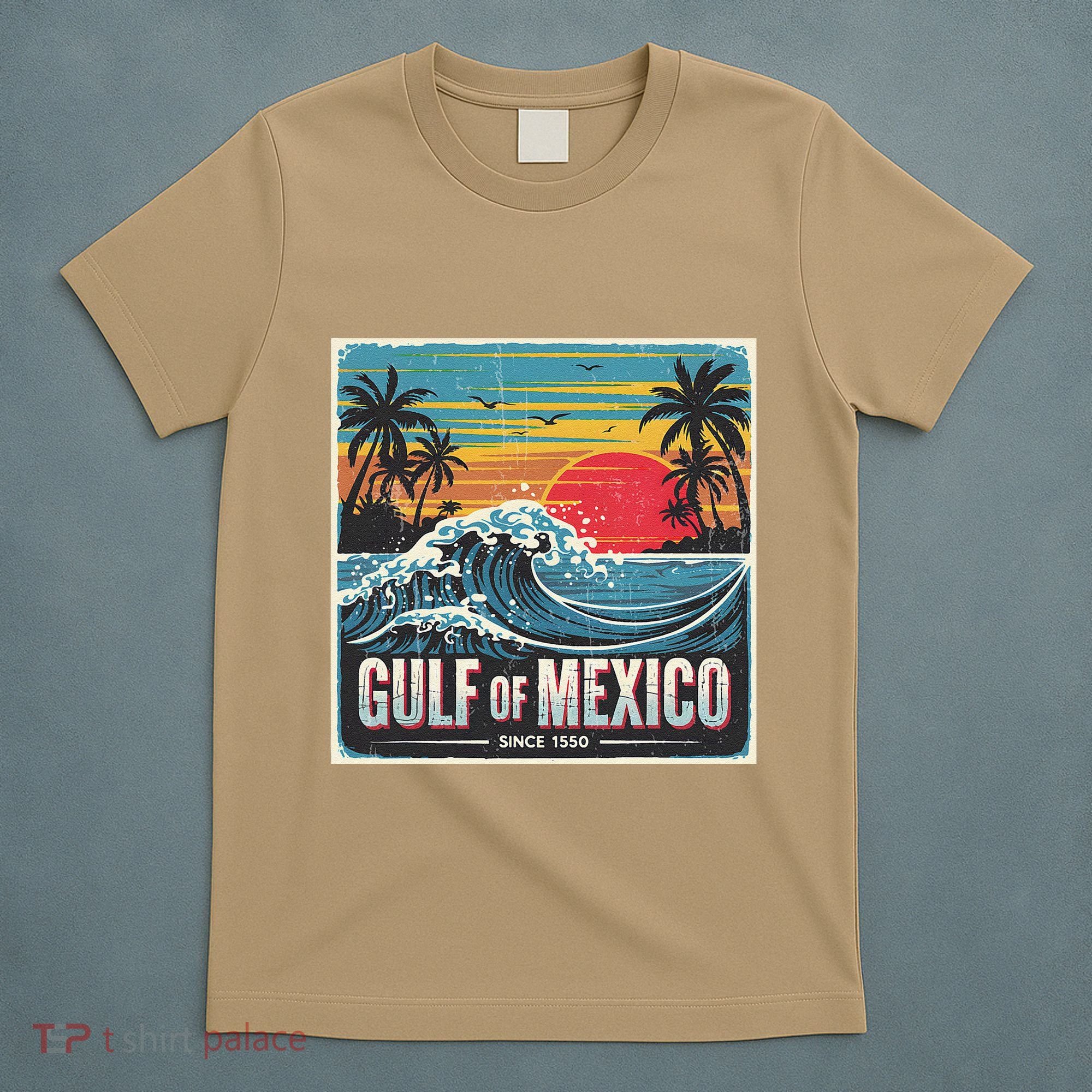 Forever Gulf Of Mexico Since 1550 Retro Vintage Beach Sunset T-Shirt