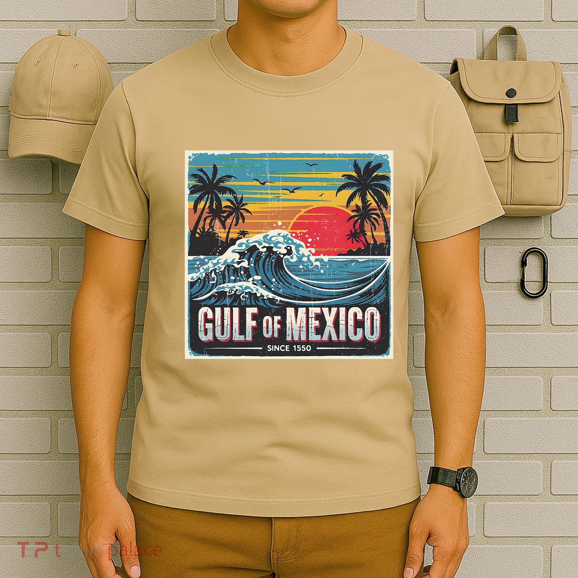 Forever Gulf Of Mexico Since 1550 Retro Vintage Beach Sunset T-Shirt