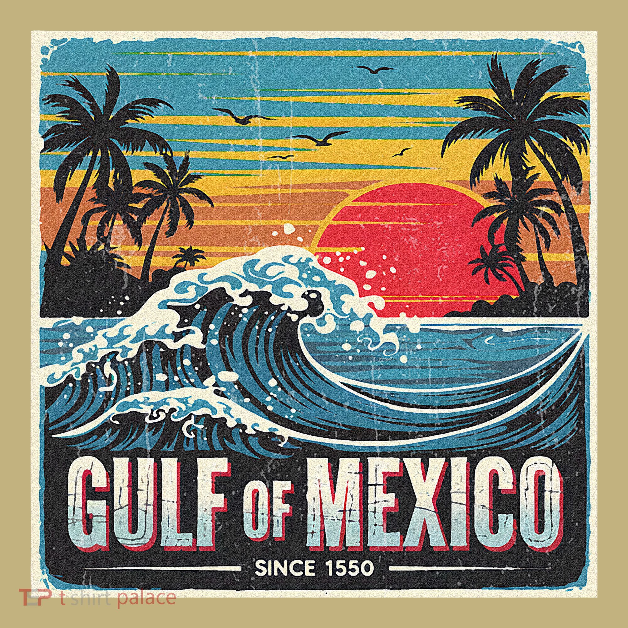 Forever Gulf Of Mexico Since 1550 Retro Vintage Beach Sunset T-Shirt