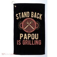 Funny Grilling Papou Bbq Papou Grandpa Cool Gift Golf Towel thumb 0