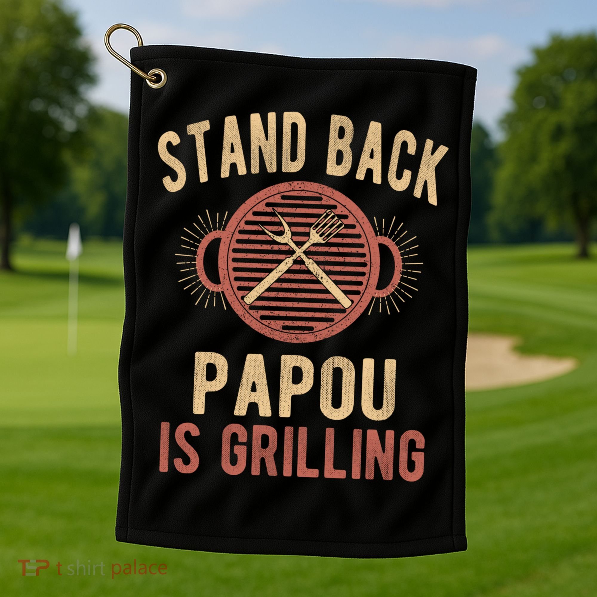 Funny Grilling Papou Bbq Papou Grandpa Cool Gift Golf Towel