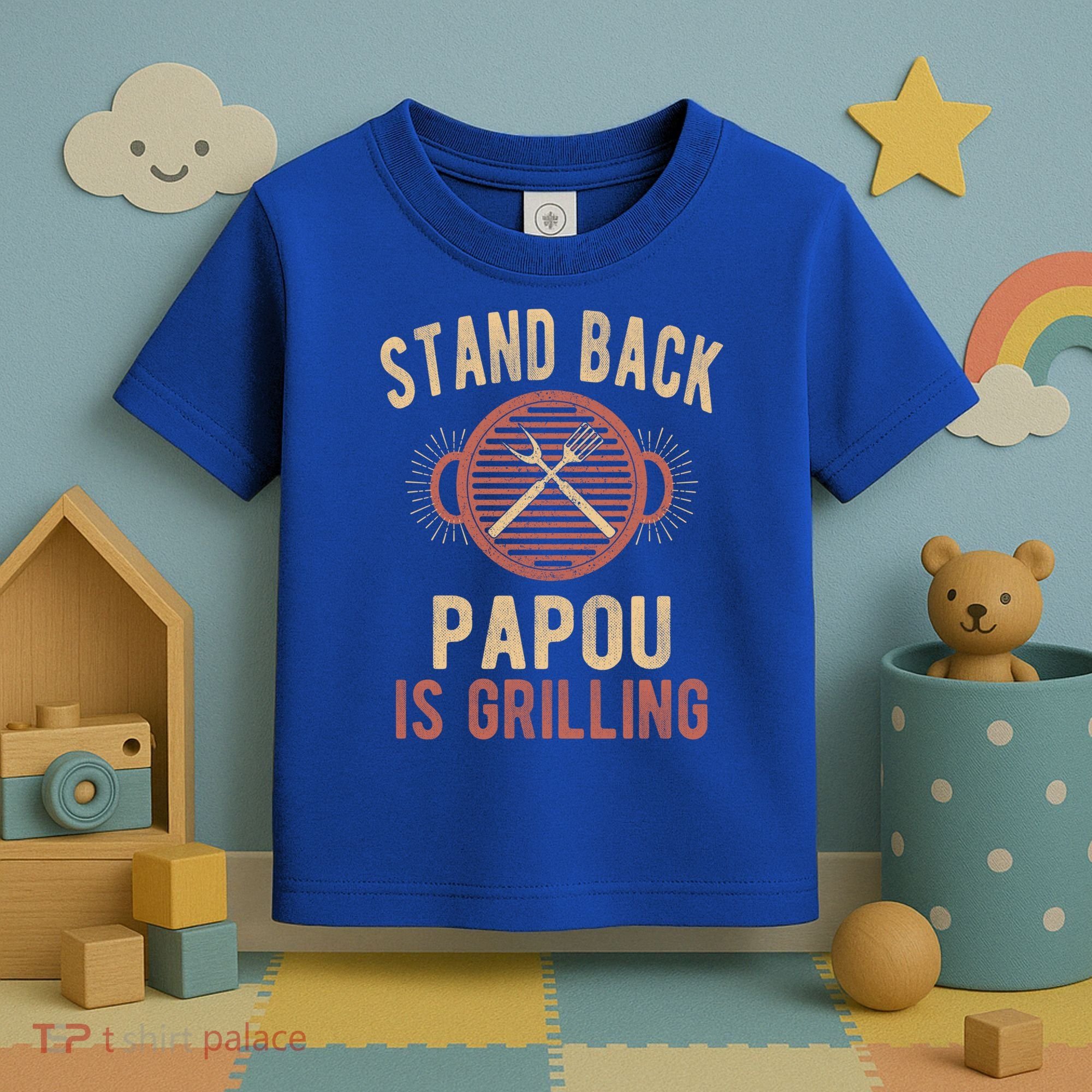 Funny Grilling Papou Bbq Papou Grandpa Cool Gift Toddler T-Shirt