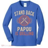 Funny Grilling Papou Bbq Papou Grandpa Cool Gift Kids Long Sleeve Shirt thumb 0