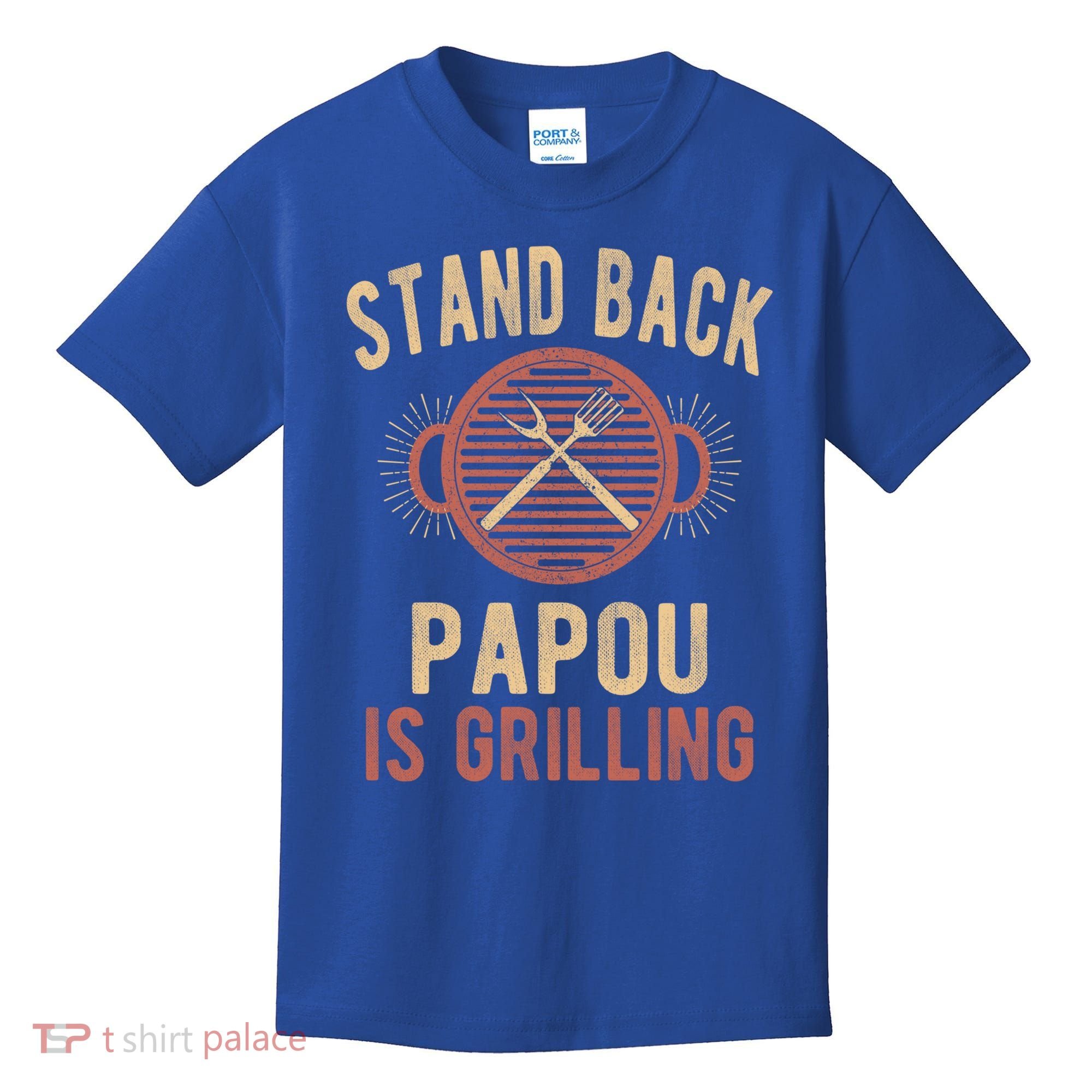 Funny Grilling Papou Bbq Papou Grandpa Cool Gift Kids T-Shirt