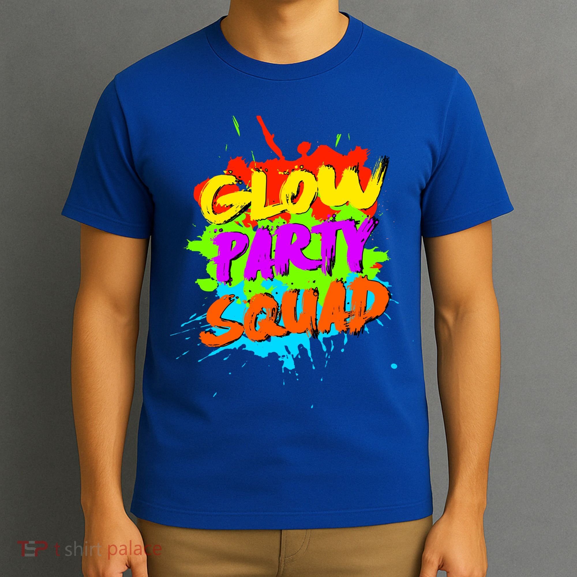 Funny Glow Party Squad Colorful Splash Retro Costume Party Gift T-Shirt