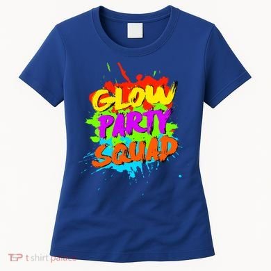 Funny Glow Party Squad Colorful Splash Retro Costume Party Gift Women's T-Shirt