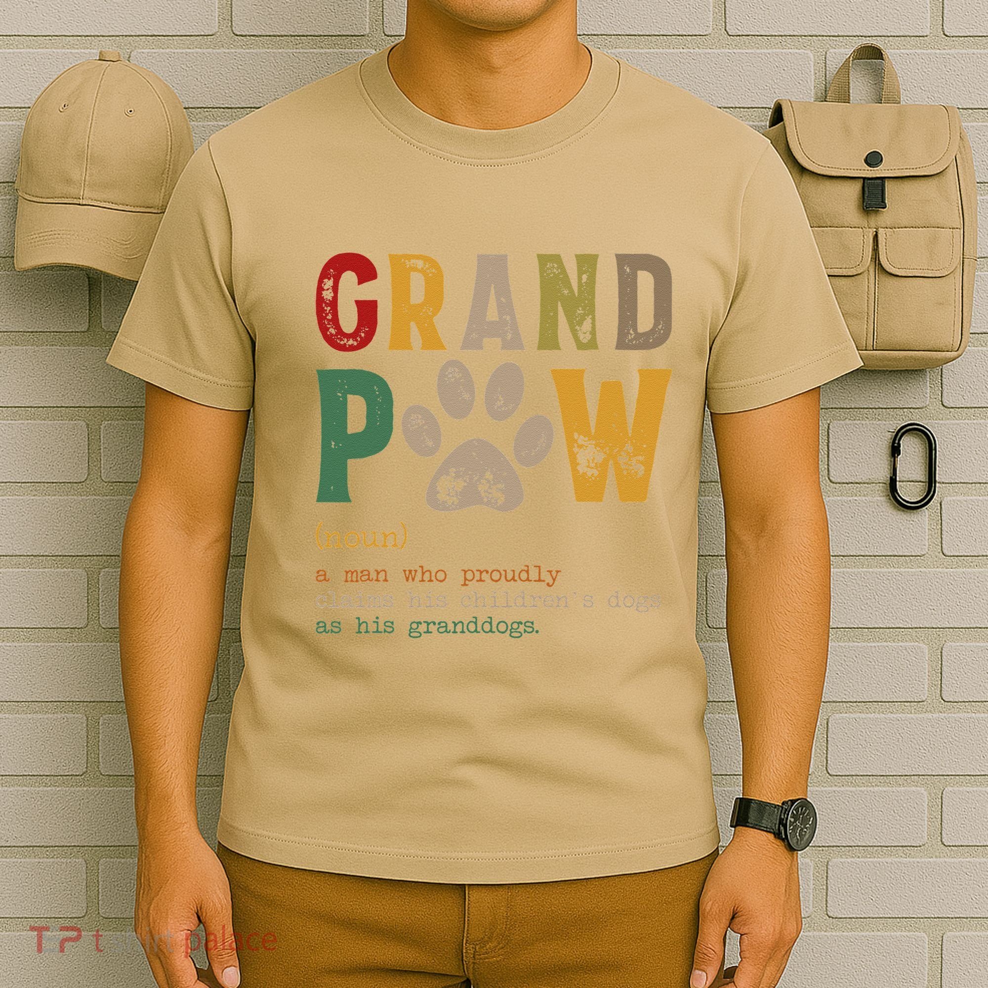 Funny Grand Paw Grandpa Dog Dad Definition Pawpa Fathers Day T-Shirt