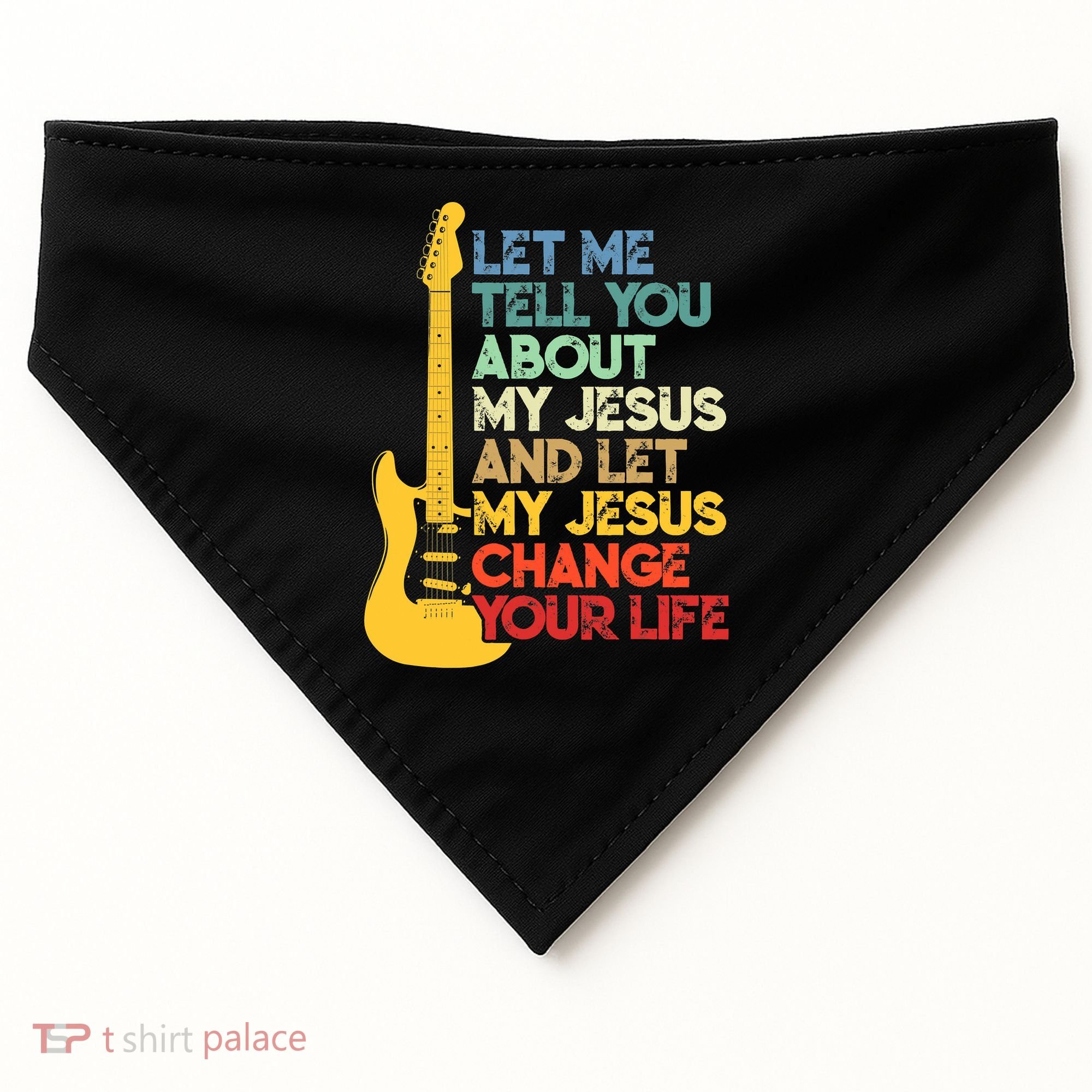 Funny Guitar Player Christian Bible Gift USA-Made Doggie Bandana