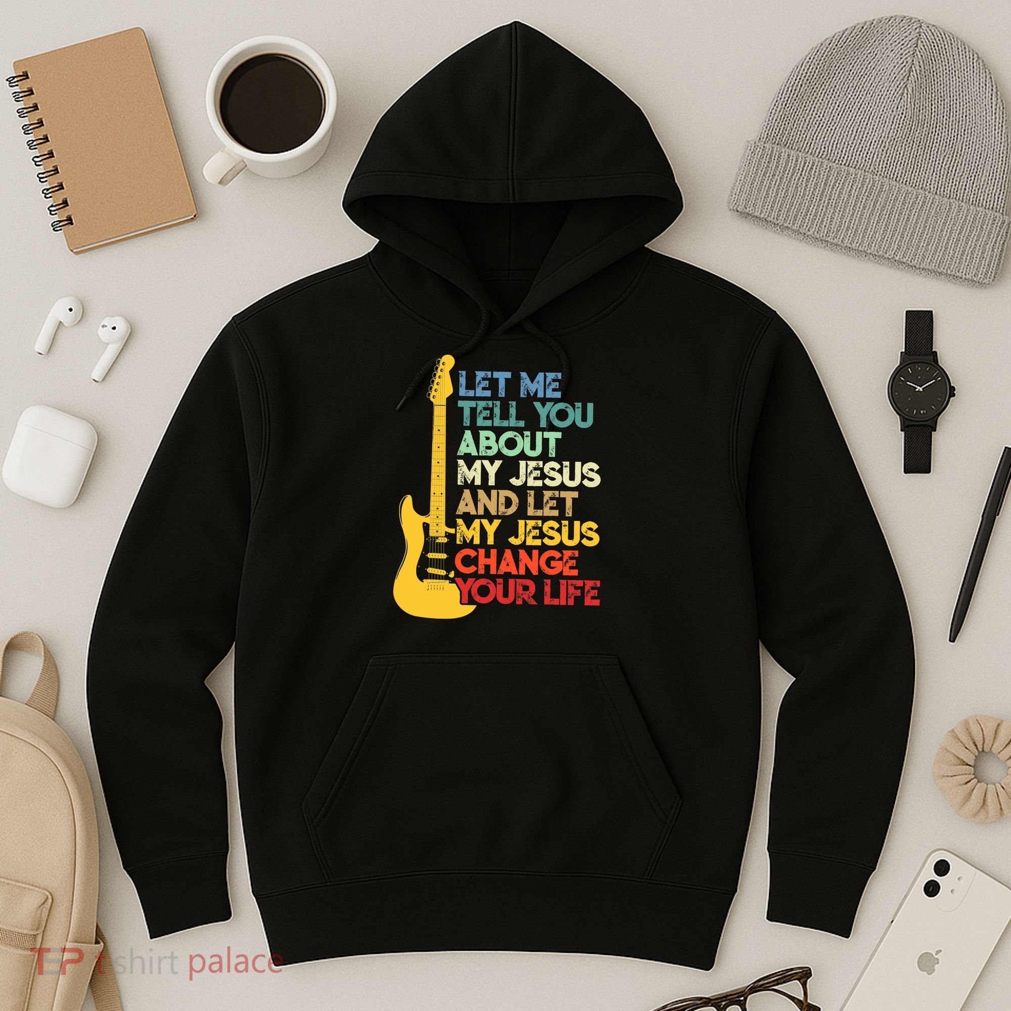 Funny Guitar Player Christian Bible Gift Hoodie