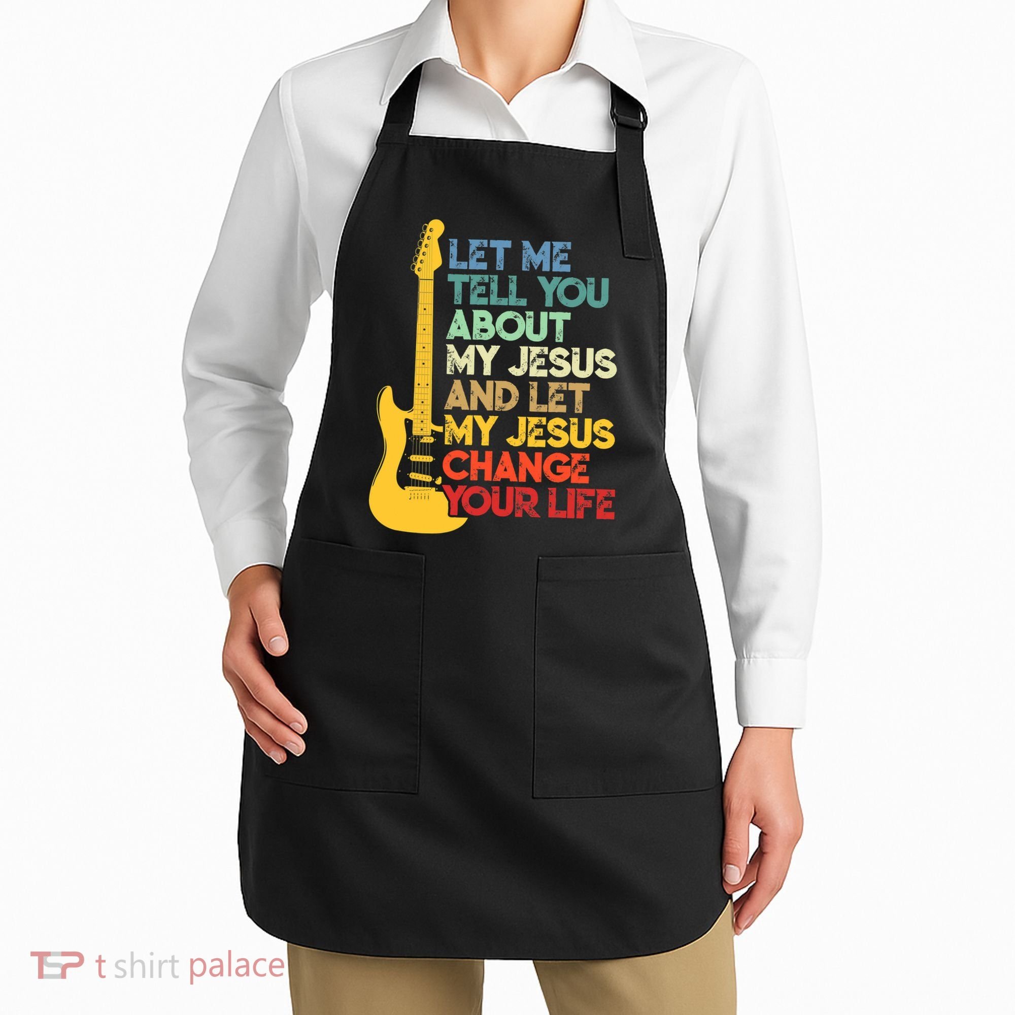 Funny Guitar Player Christian Bible Gift Apron