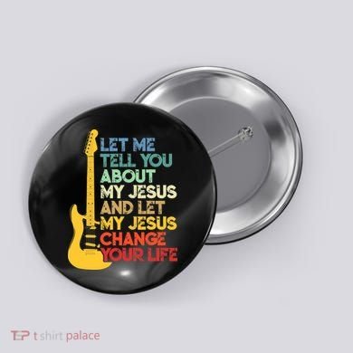 Funny Guitar Player Christian Bible Gift Button