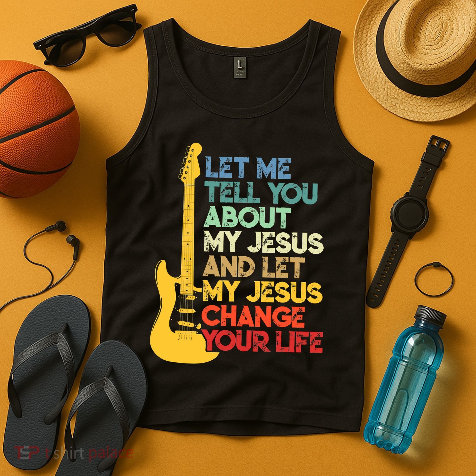 Funny Guitar Player Christian Bible Gift Tank Top