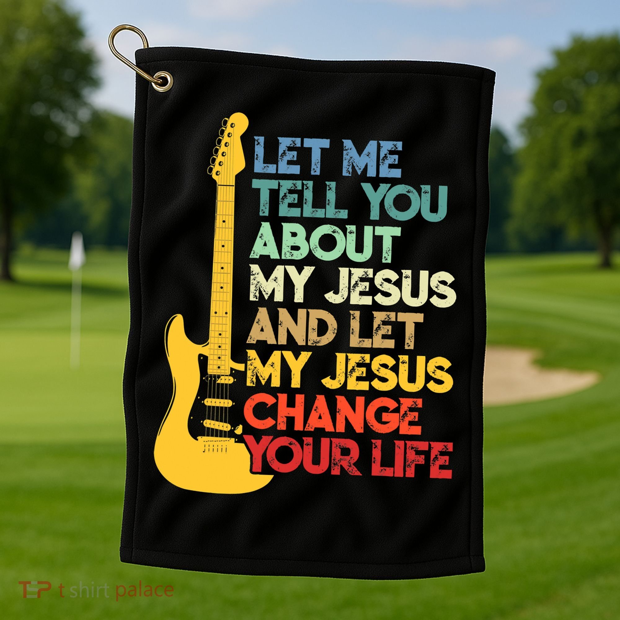 Funny Guitar Player Christian Bible Gift Golf Towel