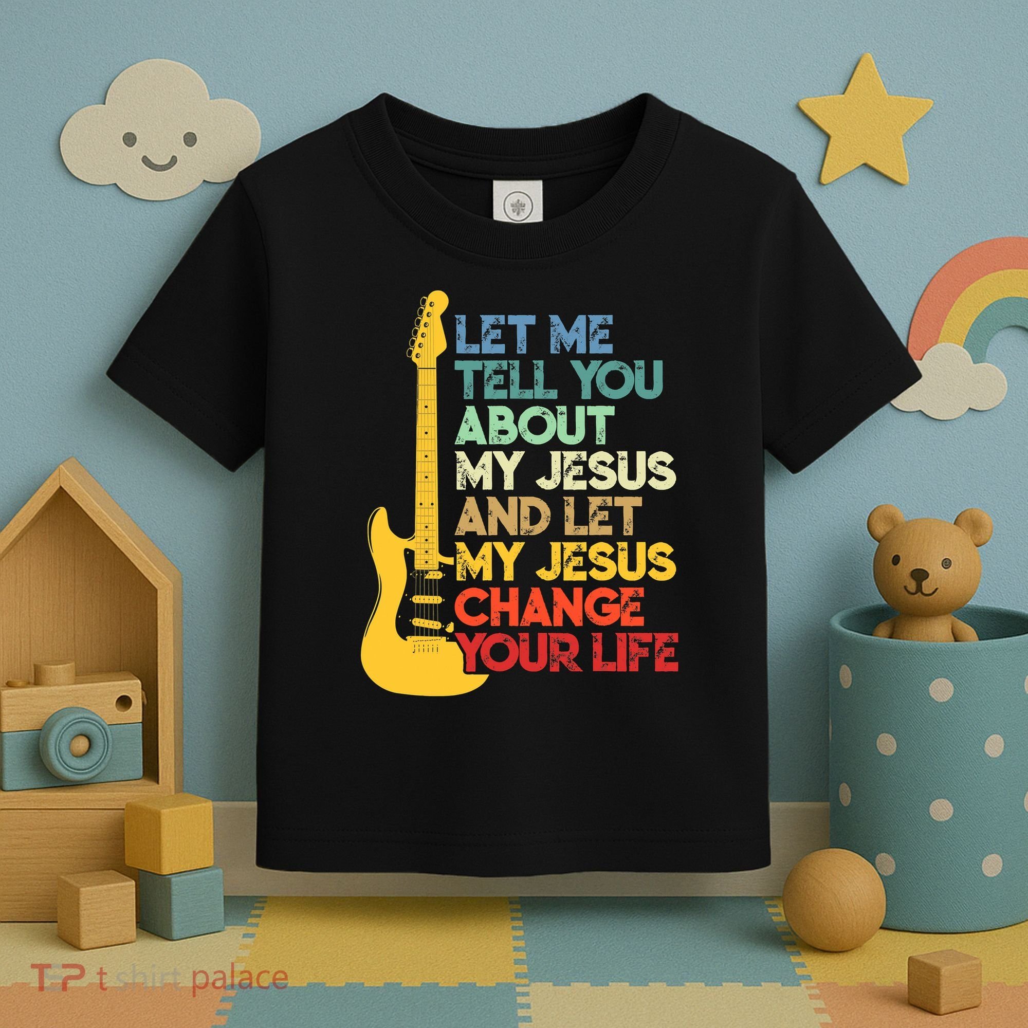 Funny Guitar Player Christian Bible Gift Toddler T-Shirt