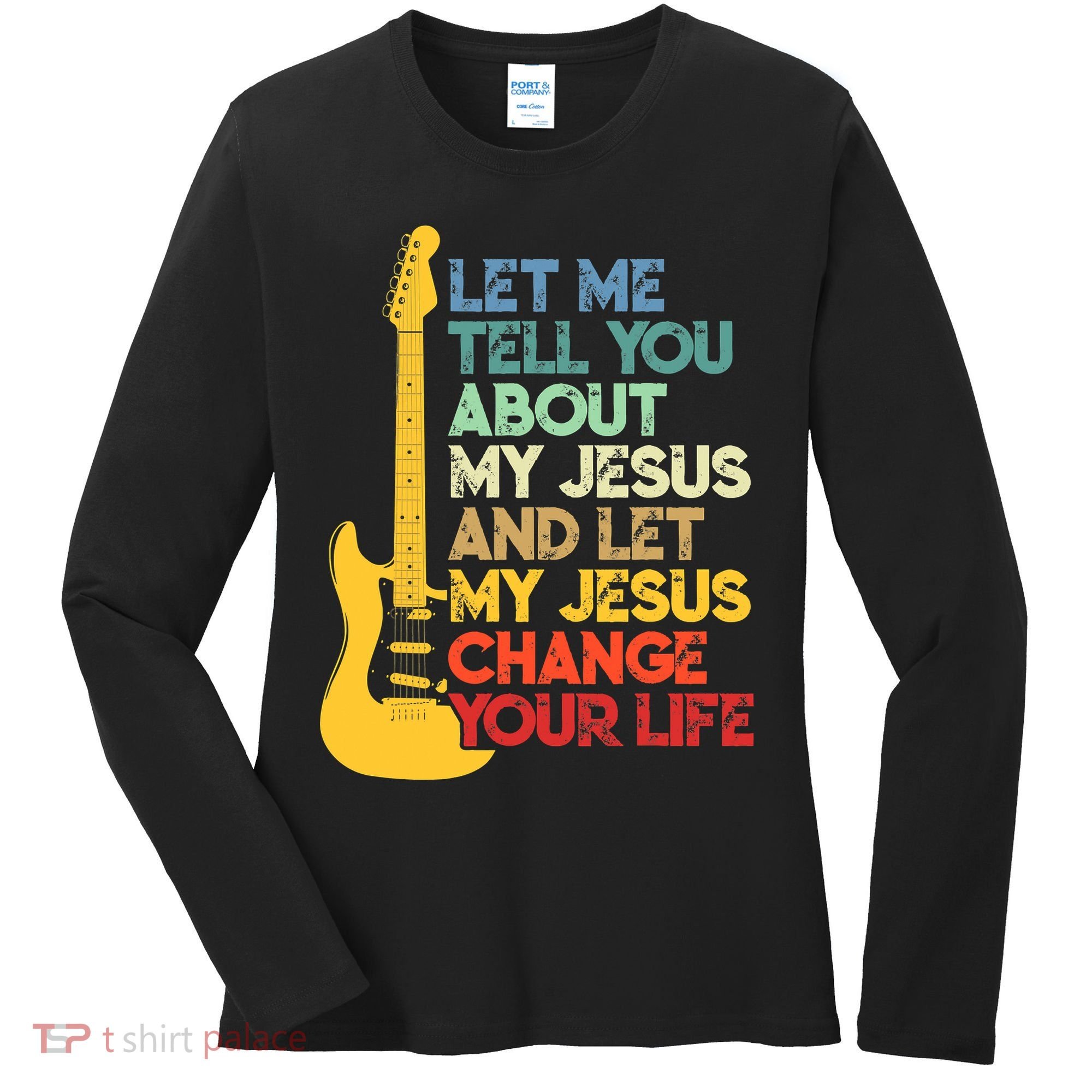 Funny Guitar Player Christian Bible Gift Women's Long Sleeve Shirt