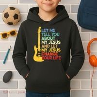 Funny Guitar Player Christian Bible Gift Kids Hoodie thumb 2
