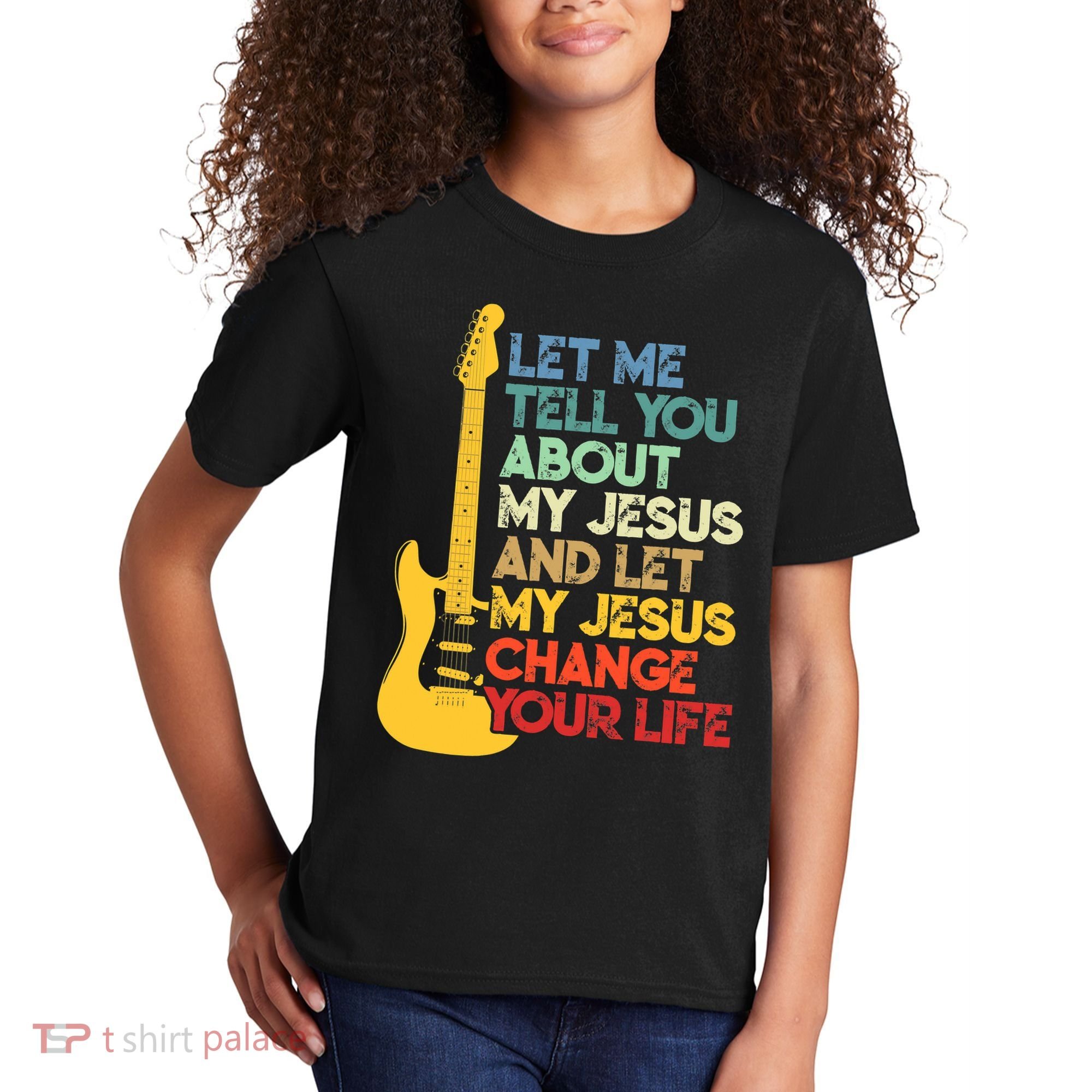 Funny Guitar Player Christian Bible Gift Kids T-Shirt