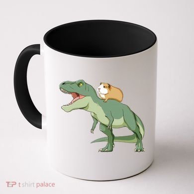 Funny Guinea Pig Riding T Rex Dinosaur Coffee Mug