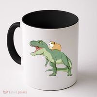 Funny Guinea Pig Riding T Rex Dinosaur Coffee Mug thumb 0
