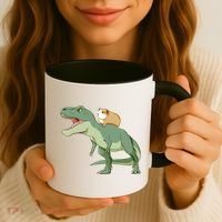 Funny Guinea Pig Riding T Rex Dinosaur Coffee Mug thumb 3