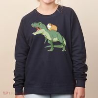 Funny Guinea Pig Riding T Rex Dinosaur Women's Sweatshirt thumb 0