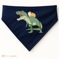 Funny Guinea Pig Riding T Rex Dinosaur USA-Made Doggie Bandana thumb 0