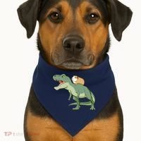 Funny Guinea Pig Riding T Rex Dinosaur USA-Made Doggie Bandana thumb 1