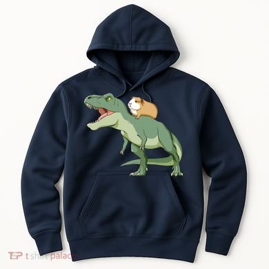 Funny Guinea Pig Riding T Rex Dinosaur Hoodie