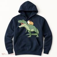 Funny Guinea Pig Riding T Rex Dinosaur Hoodie thumb 0