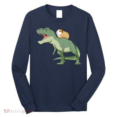 Funny Guinea Pig Riding T Rex Dinosaur Long Sleeve Shirt