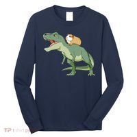 Funny Guinea Pig Riding T Rex Dinosaur Long Sleeve Shirt thumb 0