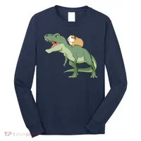 Funny Guinea Pig Riding T Rex Dinosaur Long Sleeve Shirt thumb 0