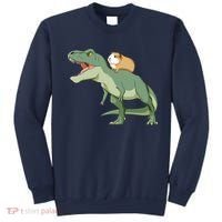 Funny Guinea Pig Riding T Rex Dinosaur Sweatshirt thumb 0