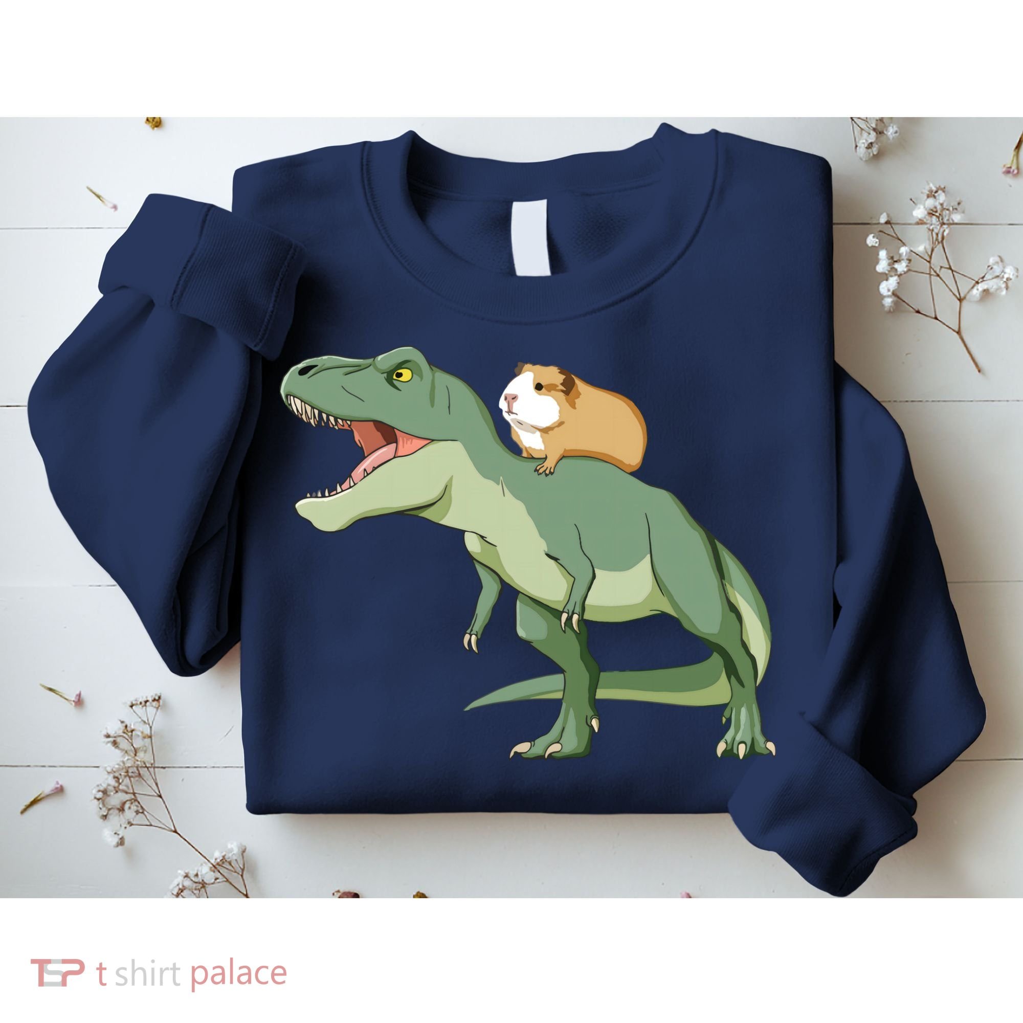 Funny Guinea Pig Riding T Rex Dinosaur Sweatshirt