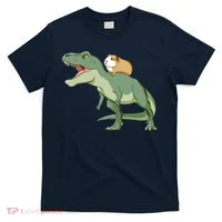 Funny Guinea Pig Riding T Rex Dinosaur T-Shirt thumb 0