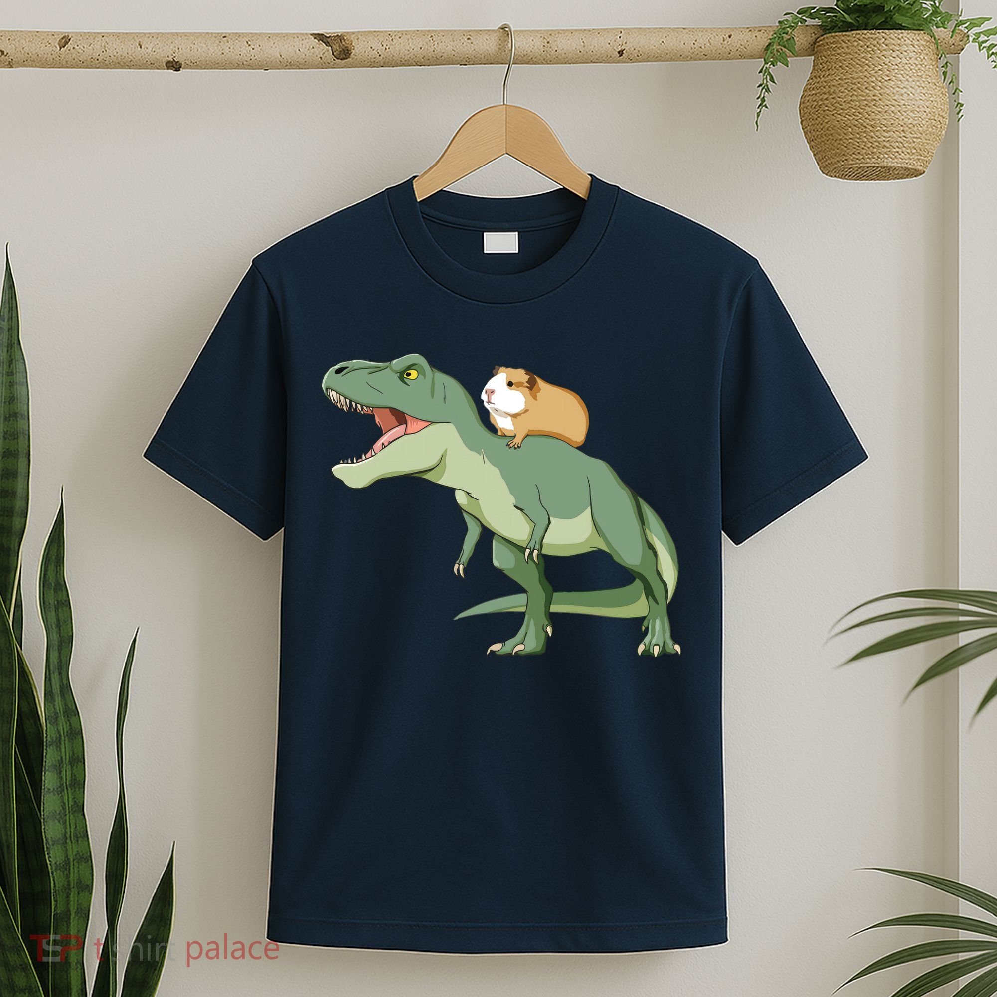 Funny Guinea Pig Riding T Rex Dinosaur T-Shirt