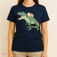 Funny Guinea Pig Riding T Rex Dinosaur T-Shirt thumb 4